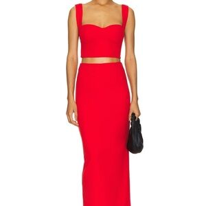 Elegant Red Women's Skirt with bralette, set, superdown, size M